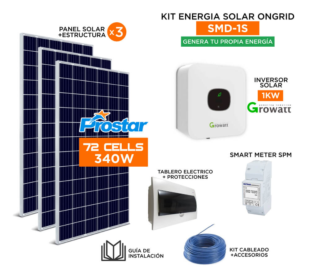 Kit Solar Fotovoltaico On Grid 1000W conectado a la red.